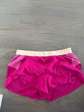 Brooks Women's Hot Pink Athletic Shorts with Cream Waistband
